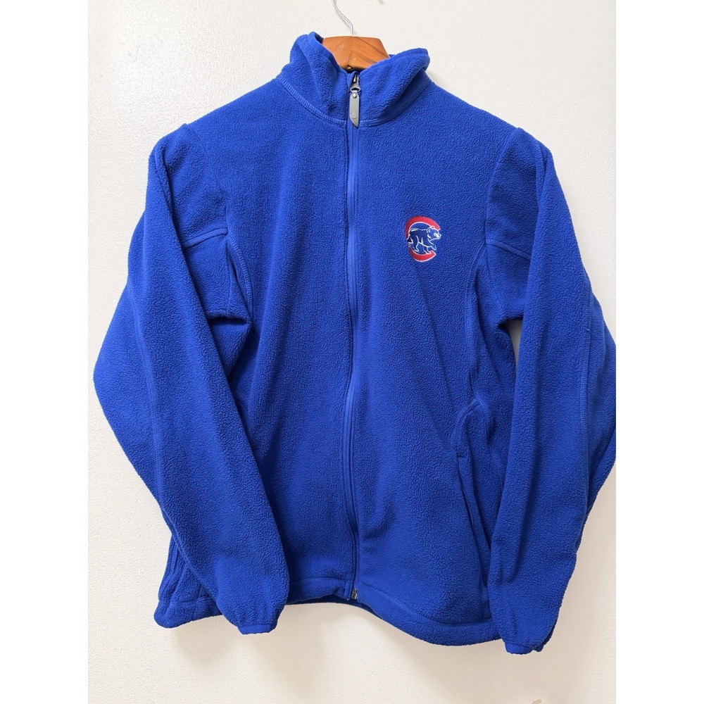 Antigua Chicago Cubs Blue Full Zip Fleece Pullover Jacket Adult Small MLB